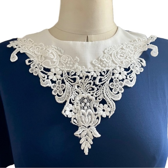 VINTAGE Whirlaway Frocks Secretary Dress sz 6P Lace Collar Grandmacore Cottage - Picture 4 of 12